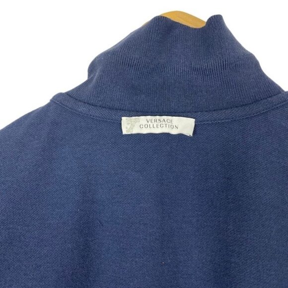 VERSACE Collection Men's Navy Blue Short Sleeve Pique Polo Shirt US S - Picture 8 of 9